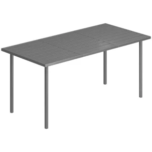 Tuintafel 165 X 80 Cm Voor 6 Personen Eettafel Met Lamellen Tafelblad Stalen Frame, Rechthoekig