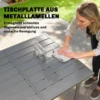 Tuintafel 165 X 80 Cm Voor 6 Personen Eettafel Met Lamellen Tafelblad Stalen Frame, Rechthoekig