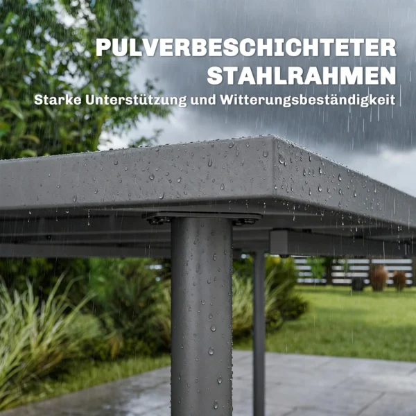 Tuintafel 165 X 80 Cm Voor 6 Personen Eettafel Met Lamellen Tafelblad Stalen Frame, Rechthoekig