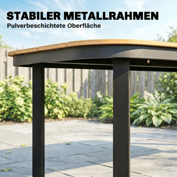 Tuintafel, Eettafel Voor 6 Personen, Balkontafel Met Metalen Frame, WPC Lamellentafelblad, 155 X 88 X 72 Cm, Bruin