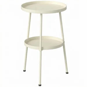 Tuintafel Ø36 Cm, Balkontafel Van Metaal, Eettafel Buiten, Ronde Terrastafel Voor Tuin Terras Balkon Crèmewit