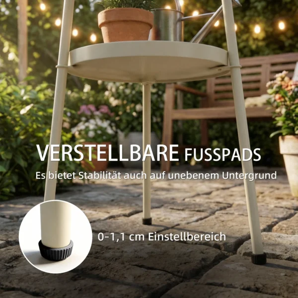 Tuintafel Ø36 Cm, Balkontafel Van Metaal, Eettafel Buiten, Ronde Terrastafel Voor Tuin Terras Balkon Crèmewit