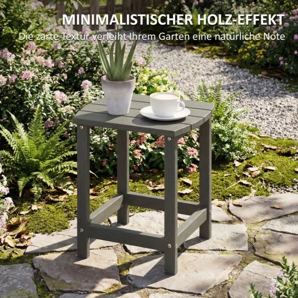 Tuintafel, Weerbestendige Balkontafel Gemaakt Van HDPE, Eettafel Buitencampingtafel Voor Tuin Terras Balkon 48x37x46 Cm Grijs