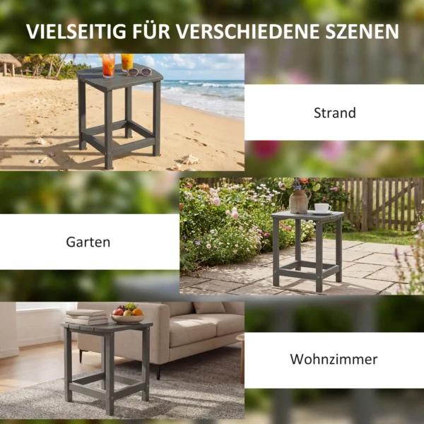 Tuintafel, Weerbestendige Balkontafel Gemaakt Van HDPE, Eettafel Buitencampingtafel Voor Tuin Terras Balkon 48x37x46 Cm Grijs