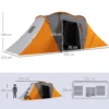 Tunneltent, 2000mm Waterafstotend Kampeertent Voor 4 6 Personen, Met 2 Slaapkamers Woonruimte Draagtas Grijs+Oranje