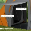Tunneltent, 2000mm Waterafstotend Kampeertent Voor 4 6 Personen, Met 2 Slaapkamers Woonruimte Draagtas Grijs+Oranje