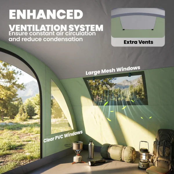 Tunneltent 4 Personen Familietent Met 2 Slaapcabines Voortent 4 Ramen Grondzeil Sta Hoogte 3000 Mm Waterkolom