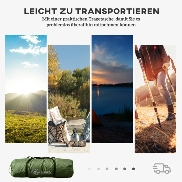 Tunneltent Voor 4 6 Personen, Kampeertent Met Deur, Grondzeil, 2000mm Waterdicht Groen