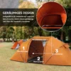 Tunneltent Voor 4 6 Personen, Kampeertent Met Deur, Grondzeil, 2000mm Waterdicht Oranje