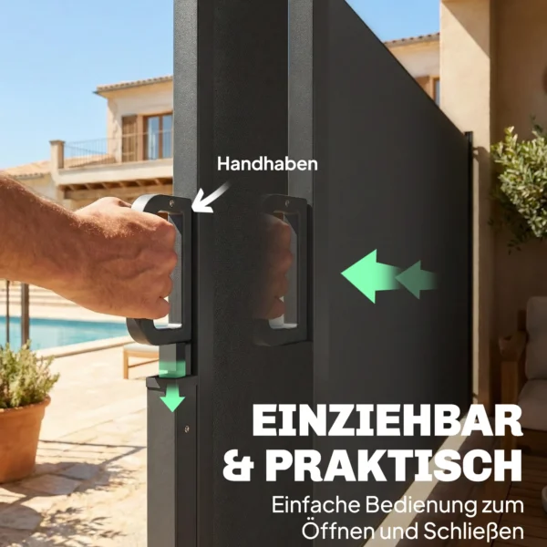 Uitschuifbare Zijmarkies, Privacy Scherm Voor Buitenruimtes, Waterafstotend, UV 50+, 420 X 185 Cm, Donkergrijs