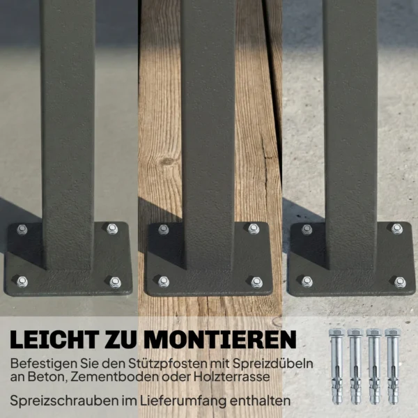 Uitschuifbare Zijmarkies, Privacy Scherm Voor Buitenruimtes, Waterafstotend, UV 50+, 420 X 185 Cm, Donkergrijs