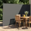 Uitschuifbare Zijmarkies, Privacy Scherm Voor Buitenruimtes, Waterafstotend, UV 50+, 420 X 185 Cm, Donkergrijs
