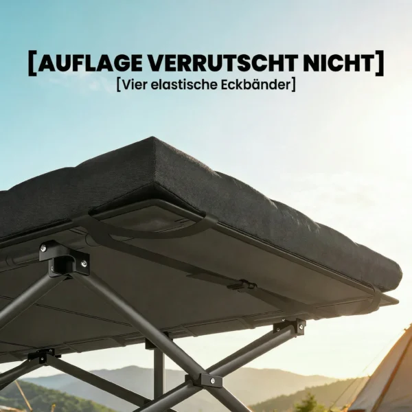 Veldbed Opvouwbaar Campingbed Met Draagtas Campingligstoel Tot 200 Kg Binnen, Buiten, 200 X 80 X 40 Cm Zwart