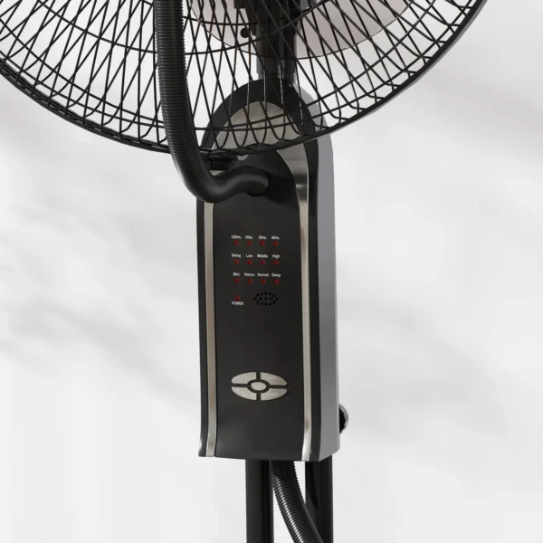 Ventilator Met Waterkoeling, Luchtbevochtiger, 10° Kantelbaar 70° Oscillerend 3 Snelheidsniveaus 75W, Zwart