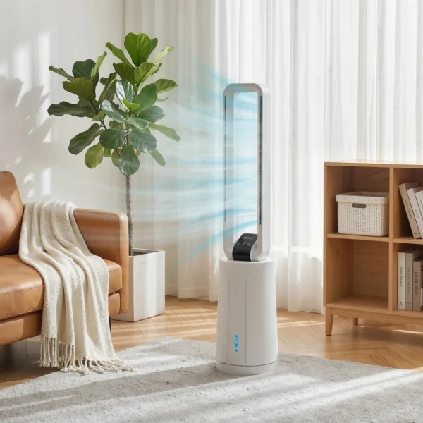 Verdampingsluchtkoeler Met Afstandsbediening, 15 uurs Timer, Koelblok Voor Thuis En Kantoor, Wit