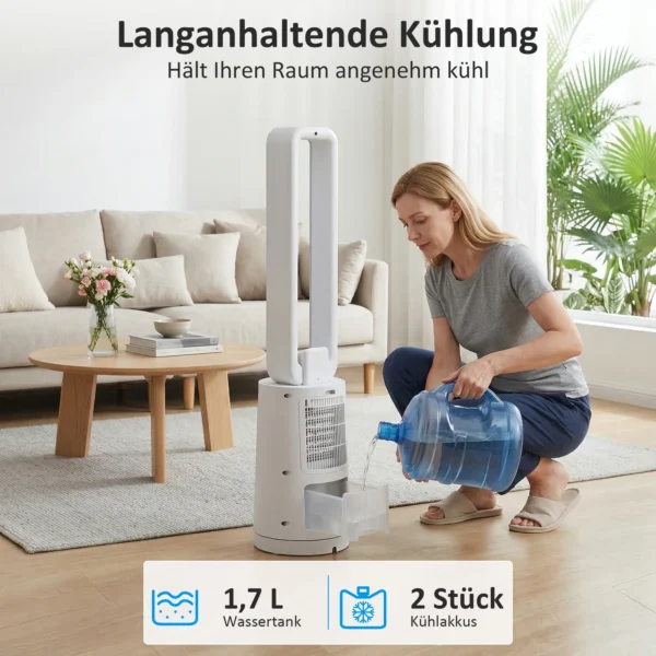 Verdampingsluchtkoeler Met Afstandsbediening, 15 uurs Timer, Koelblok Voor Thuis En Kantoor, Wit