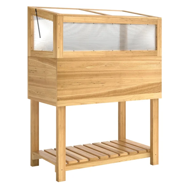 Verhoogde Houten Plantenbak Met Vroegbeetopzetstuk, Opklapbare Deksel, Rek, Vliesstof, Ergonomisch