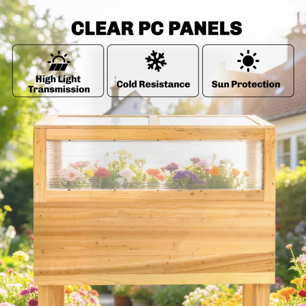 Verhoogde Houten Plantenbak Met Vroegbeetopzetstuk, Opklapbare Deksel, Rek, Vliesstof, Ergonomisch