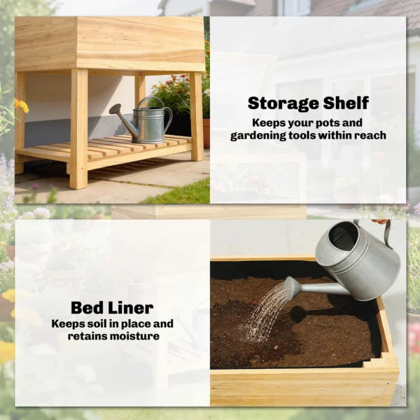 Verhoogde Houten Plantenbak Met Vroegbeetopzetstuk, Opklapbare Deksel, Rek, Vliesstof, Ergonomisch