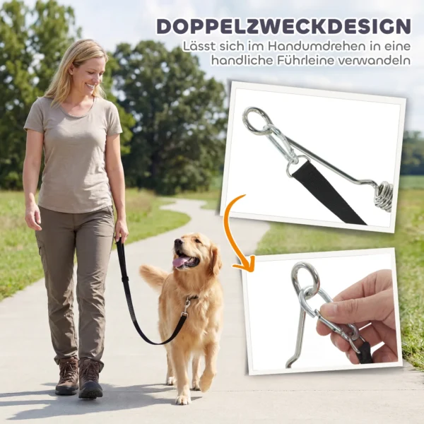 Verstelbare Fietslijn Voor Honden Met Schokdempers, Afneembare Riem, Snelkoppeling Voor Training, Joggen, Zilver+zwart