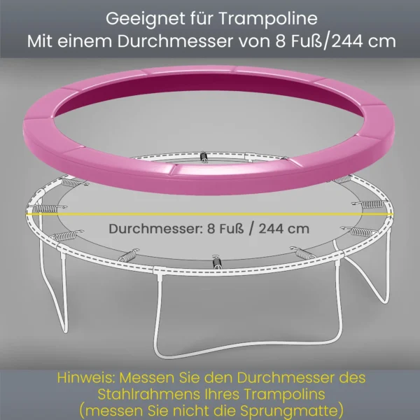 Vervangende Randafdekking Voor Trampoline, Waterdicht, Scheurbestendig, Ø244 Cm, Roze