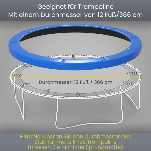 Vervangende Randafdekking Voor Trampoline, Waterdicht, Scheurbestendig, Ø366 Cm, Blauw