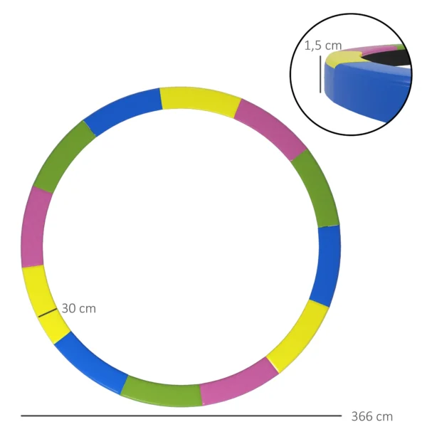 Vervangende Randafdekking Voor Trampoline, Waterdicht, Scheurbestendig, Ø366 Cm, Kleurrijk