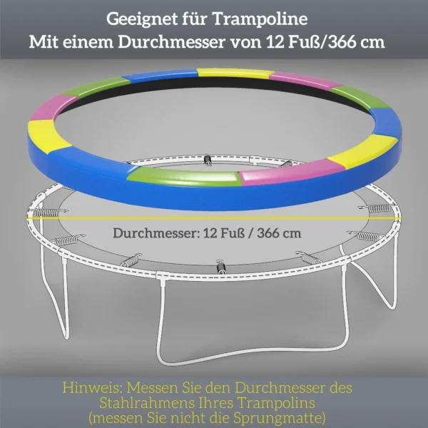 Vervangende Randafdekking Voor Trampoline, Waterdicht, Scheurbestendig, Ø366 Cm, Kleurrijk
