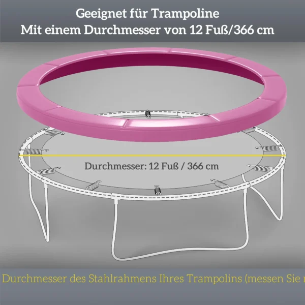 Vervangende Randafdekking Voor Trampoline, Waterdicht, Scheurbestendig, Ø366 Cm, Roze