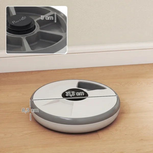 Voederautomaat, Automatische Draadloze Voederdispenser Met Timer Voor Maximaal 6 Maaltijden, LED display, Koelblok Grijs