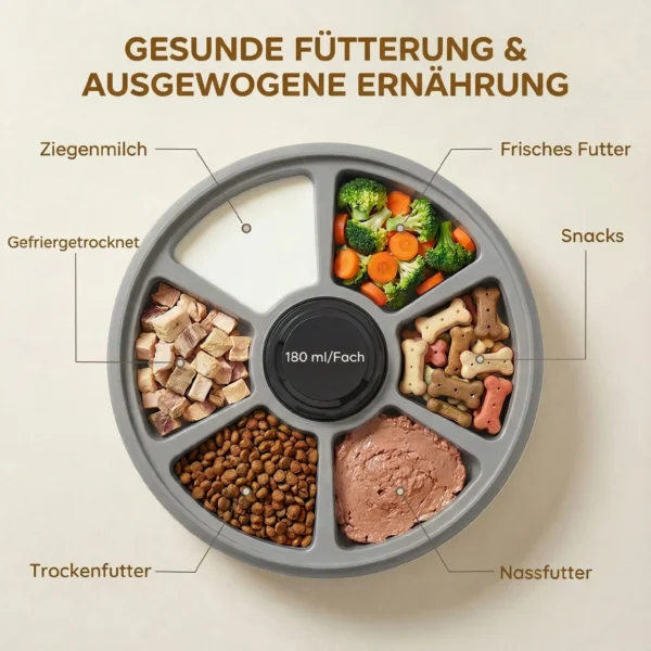 Voederautomaat, Automatische Draadloze Voederdispenser Met Timer Voor Maximaal 6 Maaltijden, LED display, Koelblok Grijs