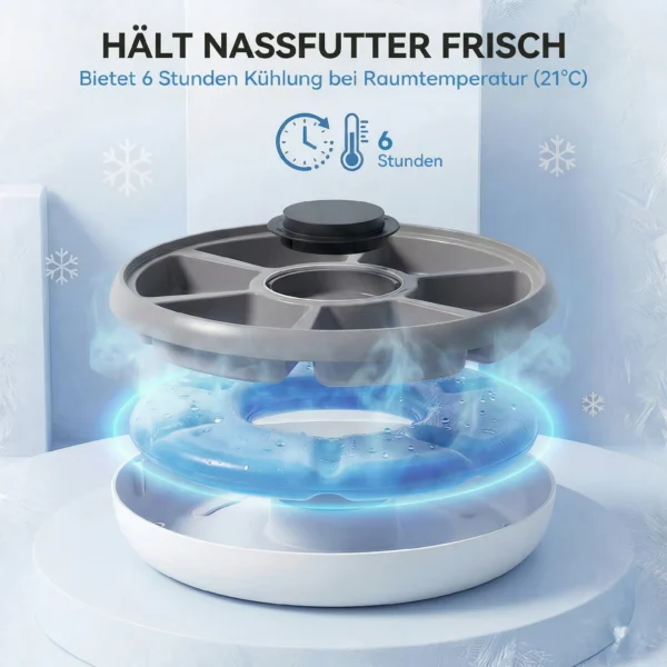 Voederautomaat, Automatische Draadloze Voederdispenser Met Timer Voor Maximaal 6 Maaltijden, LED display, Koelblok Grijs