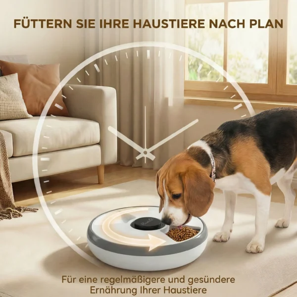 Voederautomaat, Automatische Draadloze Voederdispenser Met Timer Voor Maximaal 6 Maaltijden, LED display, Koelblok Grijs