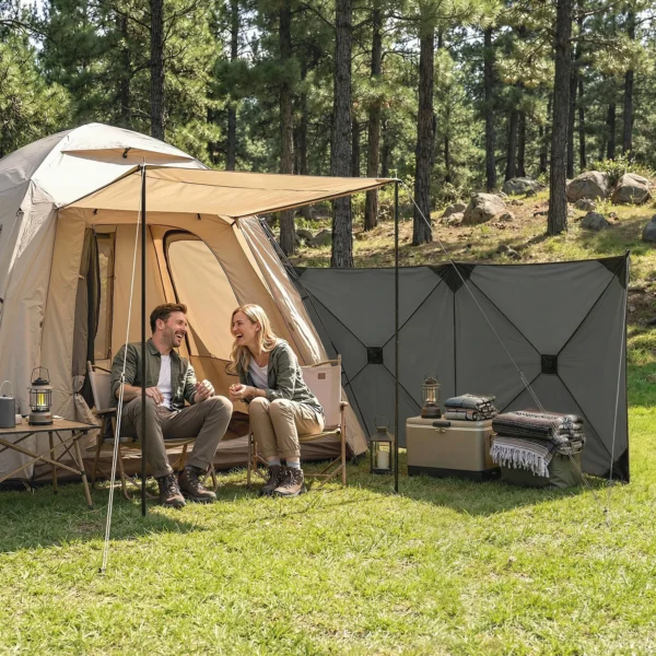 Vouwbare Windscherm Camping Zichtscherm Met Spanlijnen, Grondhaken, Draagtas Voor Camping Tuin 480 X 120 Cm Donkergrijs