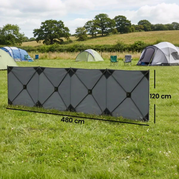 Vouwbare Windscherm Camping Zichtscherm Met Spanlijnen, Grondhaken, Draagtas Voor Camping Tuin 480 X 120 Cm Donkergrijs