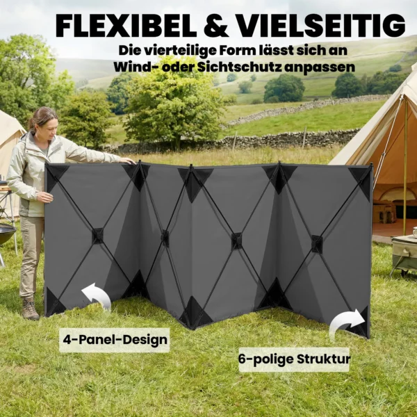 Vouwbare Windscherm Camping Zichtscherm Met Spanlijnen, Grondhaken, Draagtas Voor Camping Tuin 480 X 120 Cm Donkergrijs