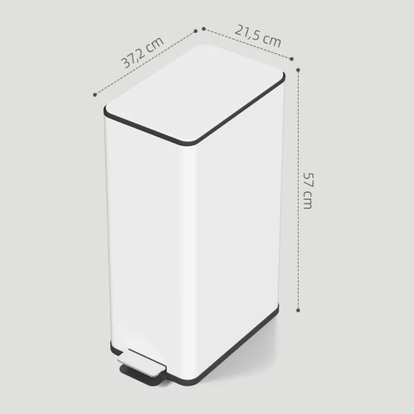 Vuilnisbak 20L, Soft Close Deksel, Deodorant Vak, Vingerafdrukbestendig, Roestvrij Staal, Wit