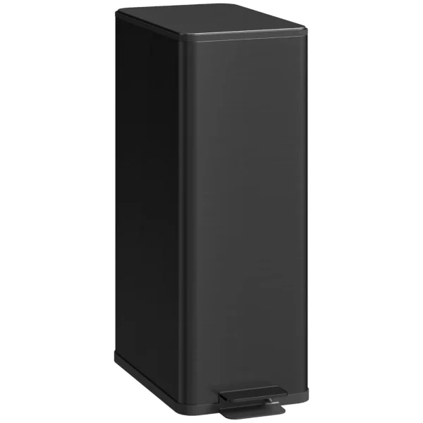 Vuilnisbak 20L, Soft Close Deksel, Deodorant Vak, Vingerafdrukbestendig, Roestvrij Staal, Zwart