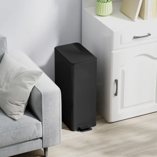 Vuilnisbak 20L, Soft Close Deksel, Deodorant Vak, Vingerafdrukbestendig, Roestvrij Staal, Zwart