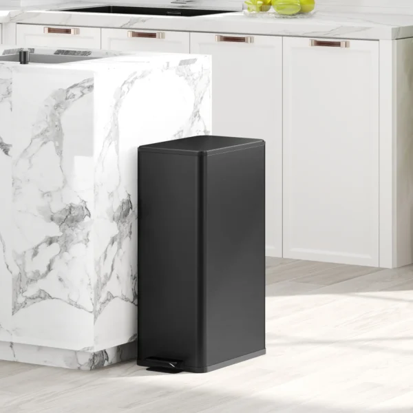 Vuilnisbak 20L, Soft Close Deksel, Deodorant Vak, Vingerafdrukbestendig, Roestvrij Staal, Zwart