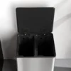 Vuilnisbak Met 2x20L Vakken, Soft Close deksel, Vingerafdrukbestendig, Roestvrij Staal, Zilver