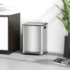 Vuilnisbak Met 2x20L Vakken, Soft Close deksel, Vingerafdrukbestendig, Roestvrij Staal, Zilver