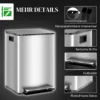 Vuilnisbak Met 2x20L Vakken, Soft Close deksel, Vingerafdrukbestendig, Roestvrij Staal, Zilver