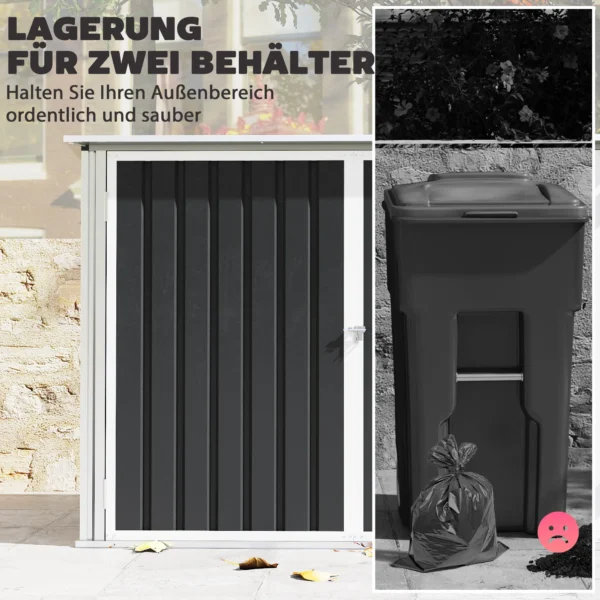 Vuilnisbakkenbox Voor 2 Vuilnisbakken Gemaakt Van Verzinkt Staal Vuilnisbak Met Klapdeksel Gasdrukveer Dubbele Deur Ventilatieopeningen