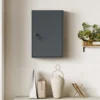 Wand Medisch Kastje, Badkamerkast Met 3 Planken, 2 Sleutels, 40 X 18 X 60 Cm, Grijs