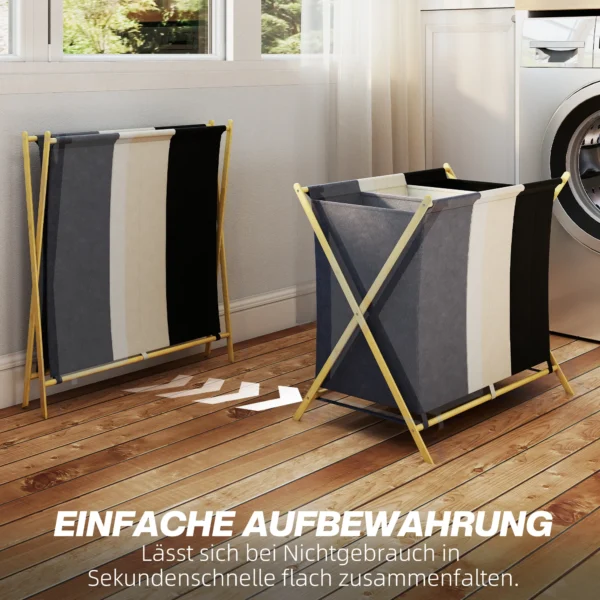 Wasmand Met 3 Vakken 129L Opvouwbaar Wasverzamelaar Voor Wasruimte Slaapkamer Meerkleurig