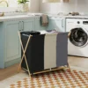 Wasmand Met 3 Vakken 129L Opvouwbaar Wasverzamelaar Voor Wasruimte Slaapkamer Meerkleurig