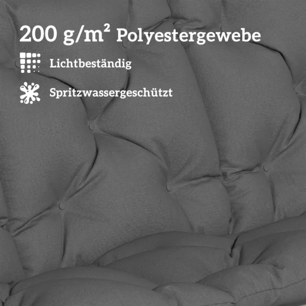 Waterafstotend, Antislip Bankkussen Voor Buiten Met Rugleuning & Bevestigingen 150 X 100 Cm Donkergrijs