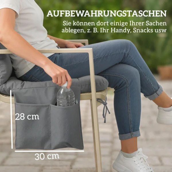 Waterafstotend, Antislip Bankkussen Voor Buiten Met Rugleuning & Bevestigingen 150 X 100 Cm Donkergrijs