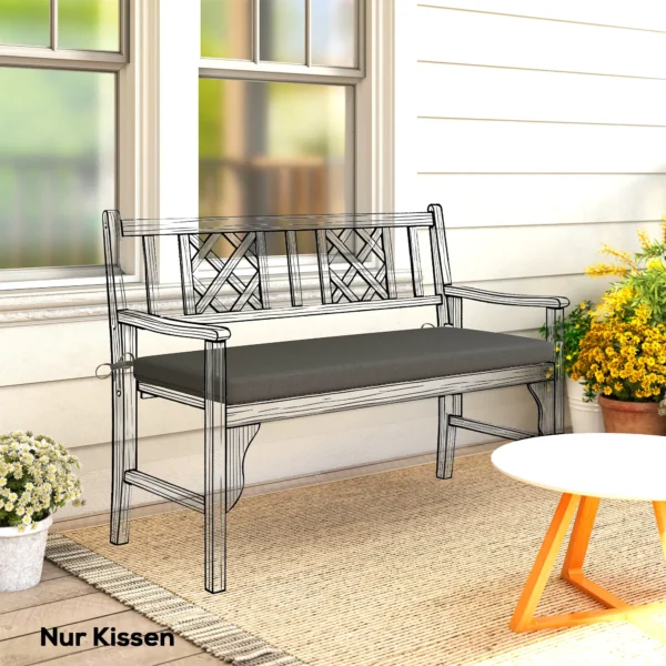 Waterafstotend Bankkussen, Buitenzitkussen Met Afneembare Hoes En Bevestigingsbanden Voor Tuin En Terras, 110 X 46 Cm, Donkergrijs